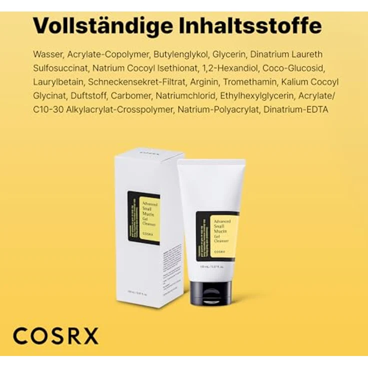 COSRX Advanced Snail Mucin Gel Cleanser, 150 mL, Tägliches Reinigungsgel für trockene und empfindliche Haut, mit Schneckenschleim, Tierversuch-frei, Paraben-frei, Korean Skincare – Bild 9
