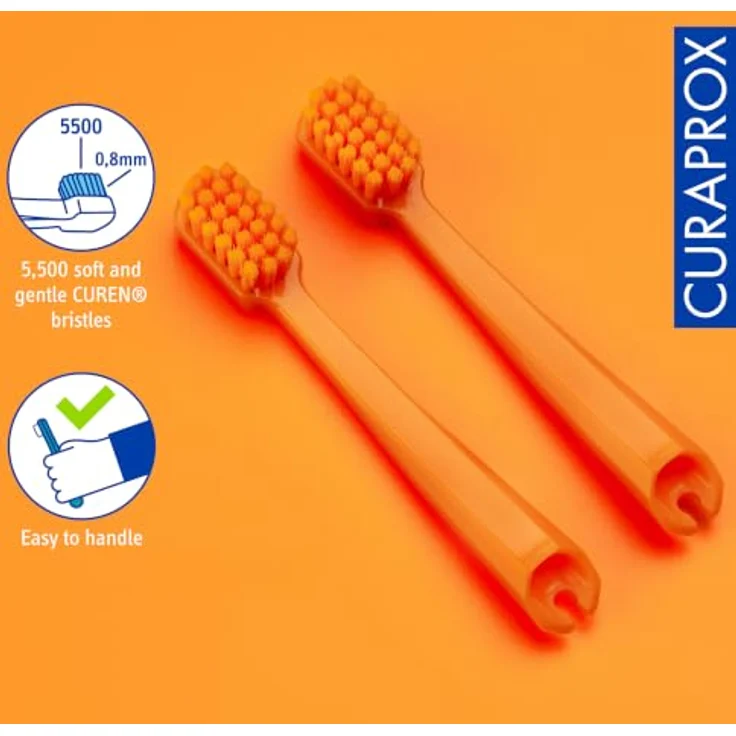 Curaprox Kids Travel Refill Ersatz-Kopf, 2er Pack, orange, sanfte Borsten für effektive Zahnreinigung – Bild 3