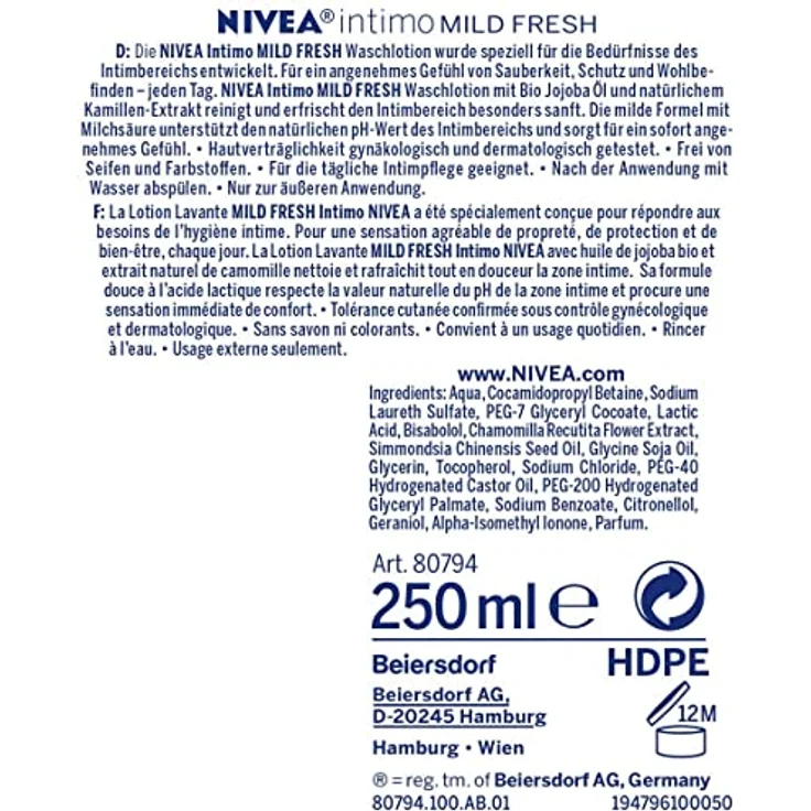 NIVEA Intimo Waschlotion mit Pumpe, milde Intimpflege für Frischegefühl, 250 ml – Bild 2