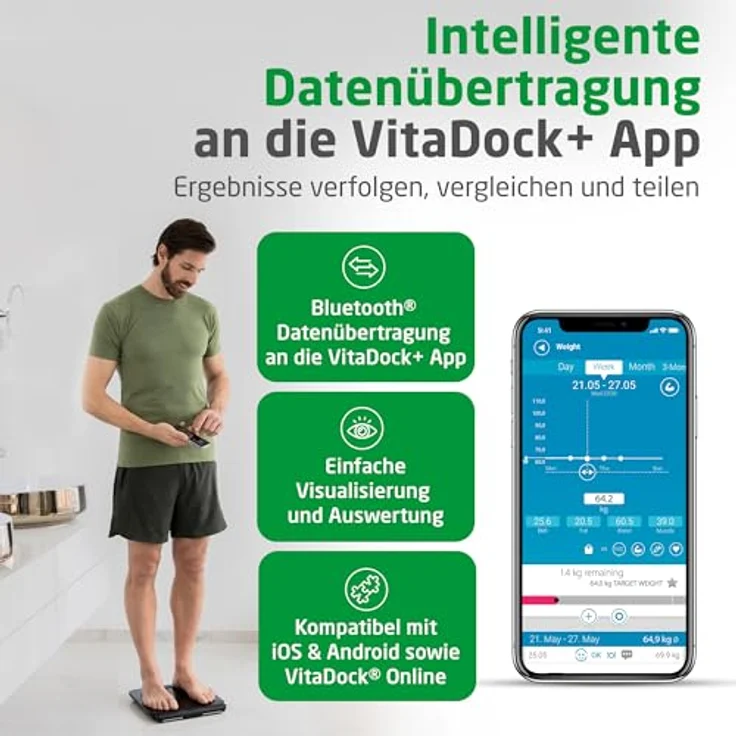 Medisana BS 850 connect Körperanalysewaage mit 8 Elektroden, präziser Ganzkörpermessung, Bluetooth App-Anbindung, automatischer Abschaltung – Bild 4