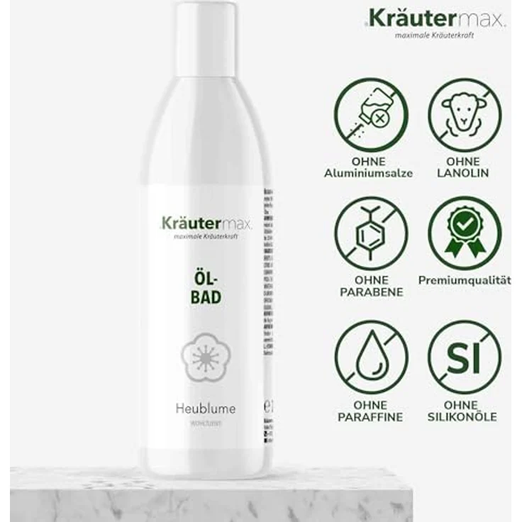 Kräutermax Heublumen Bad Öl, Ölbad mit 100% naturreinen ätherischen Ölen, 250 ml – Bild 2