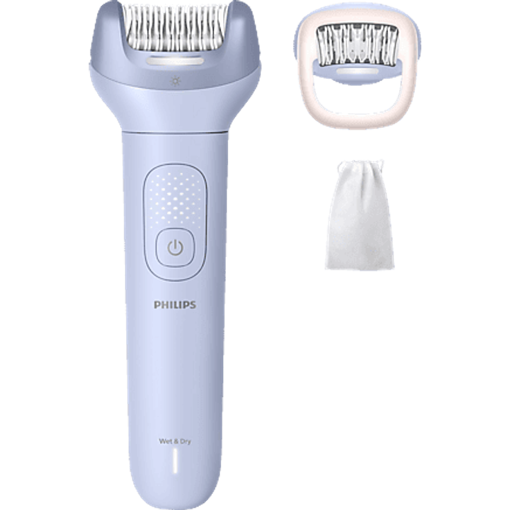 Philips BRE708/00, Epilierer mit 3 Aufsätzen, Nass- und Trockenanwendung, Blau