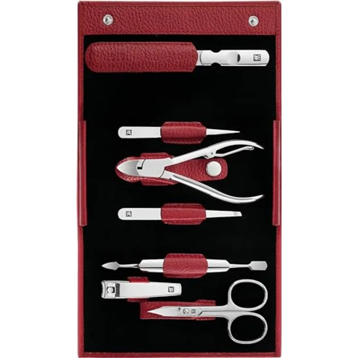 Zwilling Classic Inox Maniküre Pediküre Set 7tlg. mit Nagelknipser, Leder, rot Maniküre-Set 1 Stück