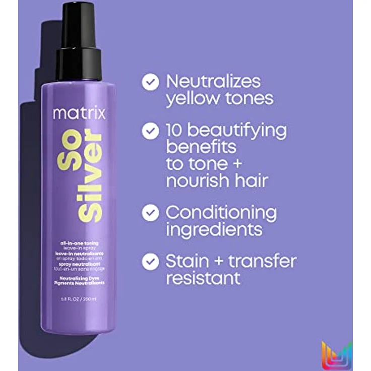 Matrix All-In-One Toning Spray für blondes Haar zur Neutralisation von Gelbstichen, Mit Violett-Pigmenten, So Silver Spray, 200ml – Bild 4