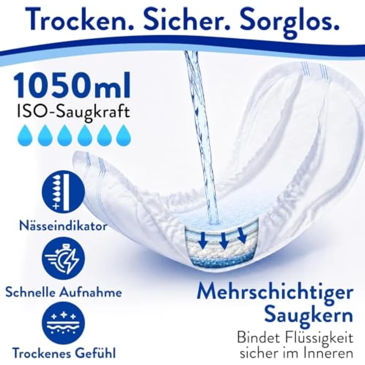Harmony Care® Lights Maxi Night, Unisex Inkontinenzeinlagen mit 1050ml Saugkraft, Auslaufschutz und Geruchskontrolle, 60 Stück – Bild 2