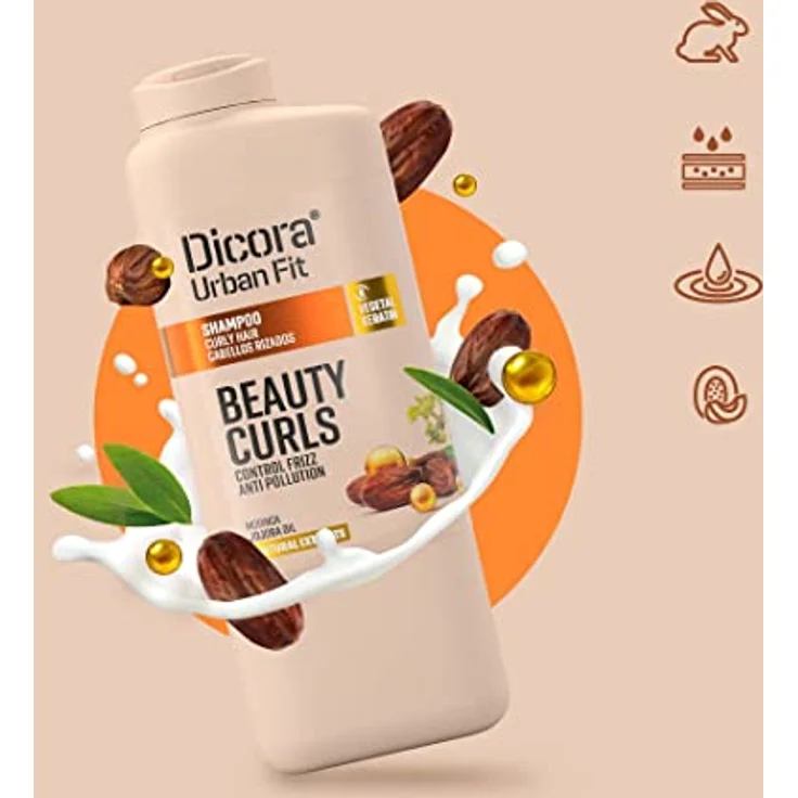Dicora UrbanFit Beauty Curls Shampoo für lockiges Haar, 365 ml mit Jojobaöl und Moringa, feuchtigkeitsspendend und silikonfrei – Bild 3