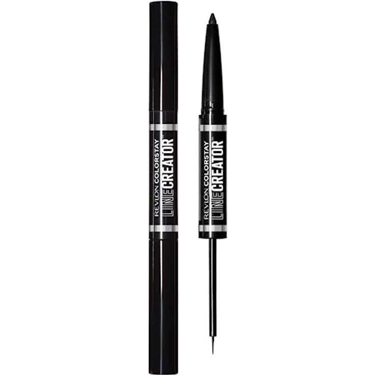 Revlon ColorStay Line Creator Double Ended Liquid Eyeliner & Smoky Kohl Pencil, Waterproof & Transferproof Eye Makeup, 151 Blackest Black, 0.1g