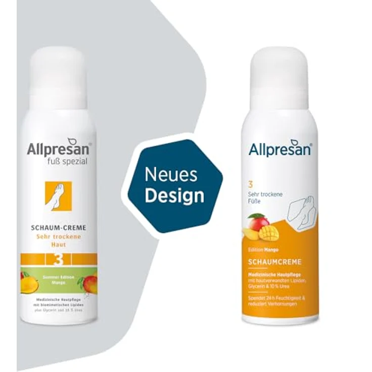 Allpresan Fuß Spezial Nr. 3, Schaum-Creme mit Mango Duft, 2x125 ml für sehr trockene Haut, intensive Feuchtigkeitsversorgung, angenehmes Auftragen – Bild 2