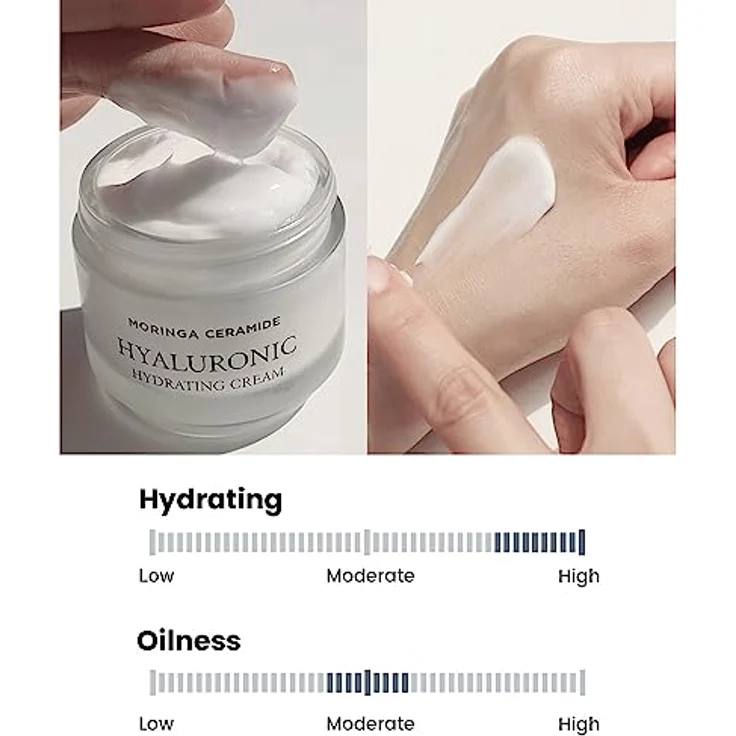 HEIMISH Moringa Ceramide Hyaluronic Hydrating Cream, 50ml - Feuchtigkeitsspendende Gesichtscreme mit SPF 30 und Gel-Creme-Textur – Bild 8