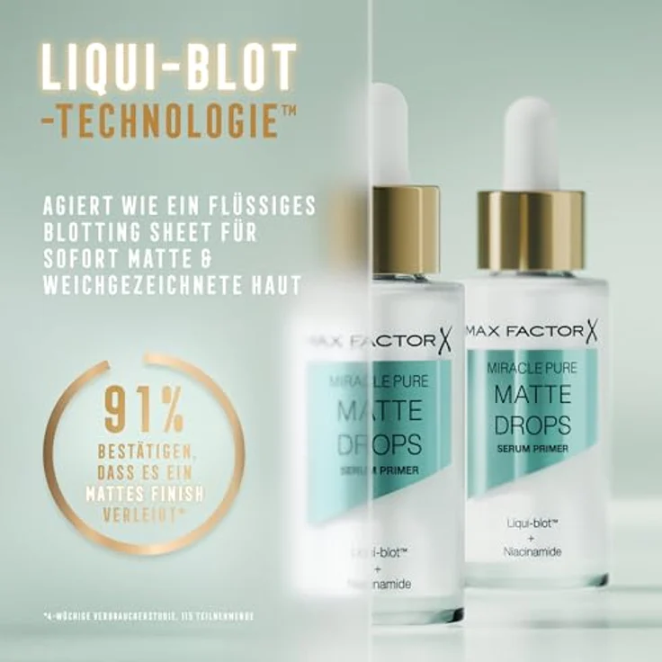 Max Factor Miracle Pure Matte Drops, Primer 30 ml zur Hautglättung und Mattierung, für einen langanhaltenden Make-up-Look – Bild 6