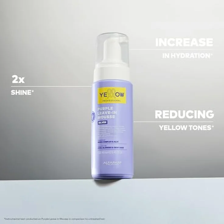 AlfaParf Milano Gelb Silber Lila Leave-In Mousse, 160 ml, Haarschaum zur intensiven Feuchtigkeitspflege für glänzendes und regeneriertes Haar – Bild 2