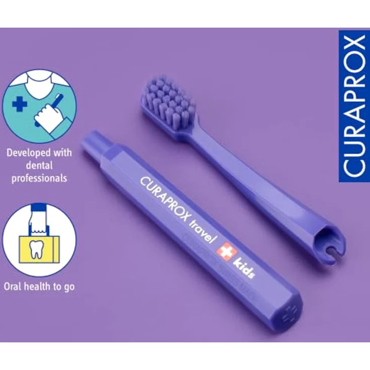 Curaprox Kids Travel Refill, Ersatz-Kopf für Kinderzahnbürsten, 2 Stück, lila, feine Borsten für gründliche Reinigung – Bild 4