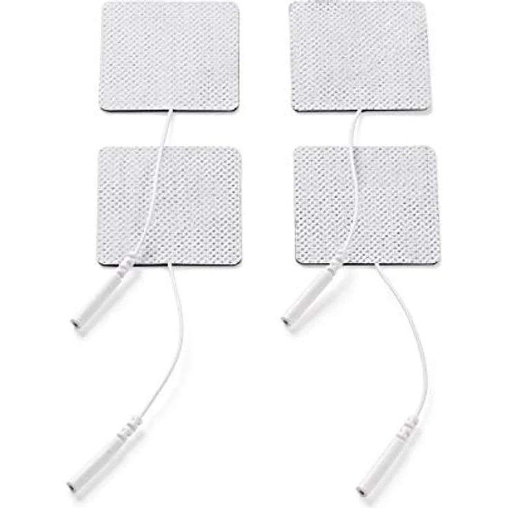 Promed Gewebe-Elektrode 45 x 45 mm, 4 Stück, selbstklebende Tens Elektroden mit 2mm-Stecker-Anschluss für TENS-EMS Geräte, wiederverwendbar – Bild 2