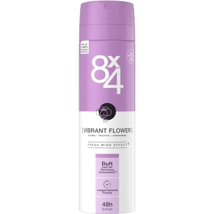 8X4 Vibrant Flower Deospray, Deo ohne Aluminium (ACH) mit 48h Schutz und exotisch-floralem Duft, 150 ml – Bild 5
