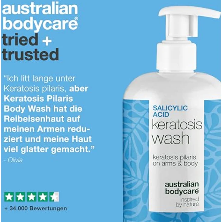 Australian Bodycare Reibeisenhaut Duschgel gegen Keratosis Pilaris mit Salicylsäure, Niacinamid, Zink PCA und Glycerin – Bild 5