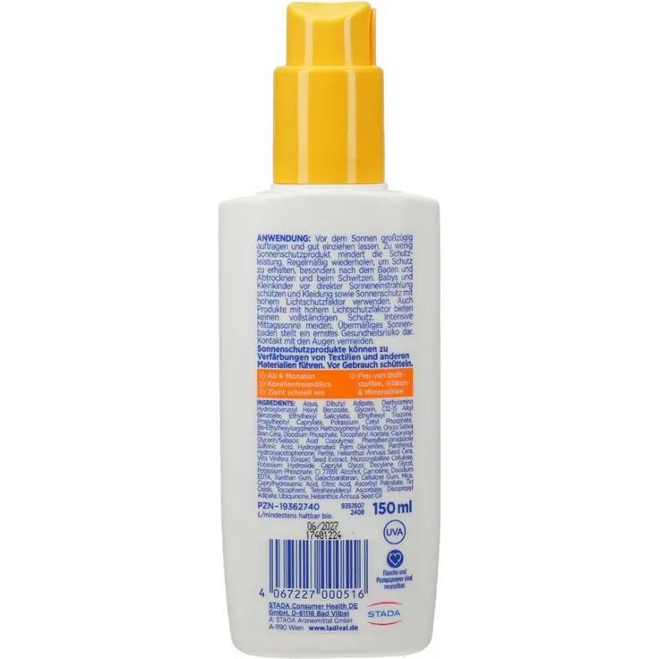 Ladival Sonnenschutzcreme Empfindliche Kinderhaut Spray LSF 50+, 150 ml, wasserresistent und schnell einziehend