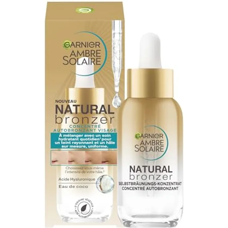 GARNIER Gesichtsserum, Selbstbräunungskonzentrat Natural Bronzer, 30 ml, für einen natürlichen Teint und intensive Pflege