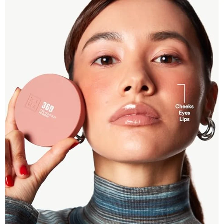 3INA The No-Rules Powder, multifunktionales Make-up für Augen, Lippen und Gesicht, Farbton 369 - Peach pink, matte, 8 g – Bild 2