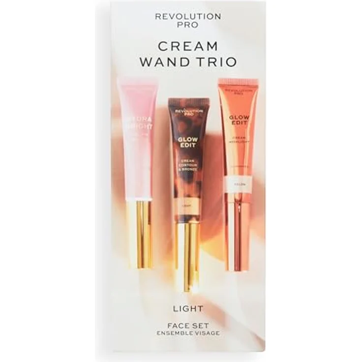 Revolution Pro Cream Face Wand Trio, Cream Contour, Blush & Highlighter Makeup Set, Vegan & Tierversuchsfrei, Light, 1x12ml, 2x15ml – Bild 2