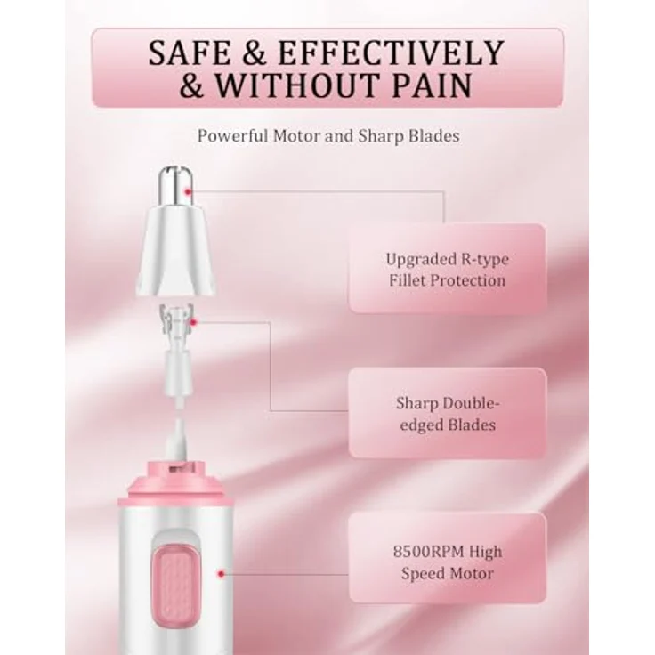 FUNHEE Nasenhaartrimmer 3-in-1 Set, USB wiederaufladbarer Haartrimmer mit Doppelschneideklingen für schmerzfreies Trimmen von Nasen-, Ohren- und Augenbrauenhaaren – Bild 2