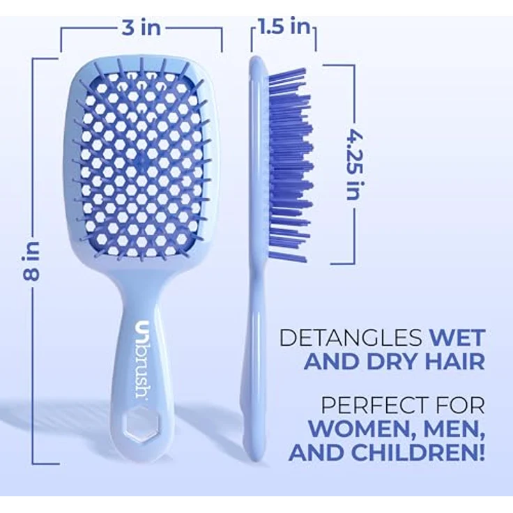 FHI Heat UNbrush Entwirrungsbürste, schmerzfrei für nasse und trockene Haartypen, DuoFlex-Antistatikborsten, leichter Griff, belüftet, Blauviolett – Bild 5