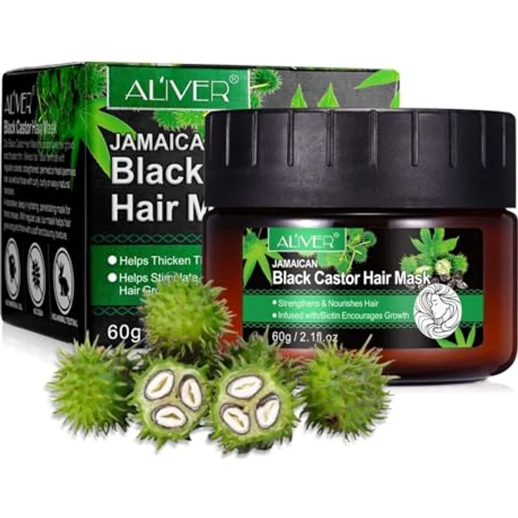 P-Beauty Rizinus Black Castor Haarmaske, 60g - intensive Feuchtigkeitspflege für trockenes, krauses & gefärbtes Haar, fördert Haarwachstum, vegan, für alle Haartypen – Bild 1
