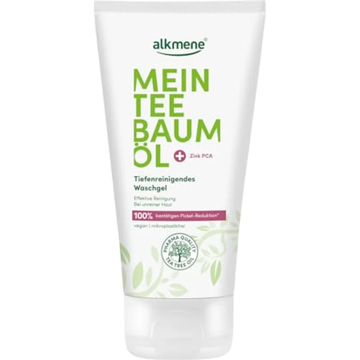 Alkmene Teebaumöl Waschgel unreine Haut 150 ml - Pickel Reduktion 100% bestätigt - Tiefenreinigende Anti Pickel Gesichtsreinigung vegan - Reinigungsgel Gesicht, Gesichtspflege, Skincare, face wash – Bild 1