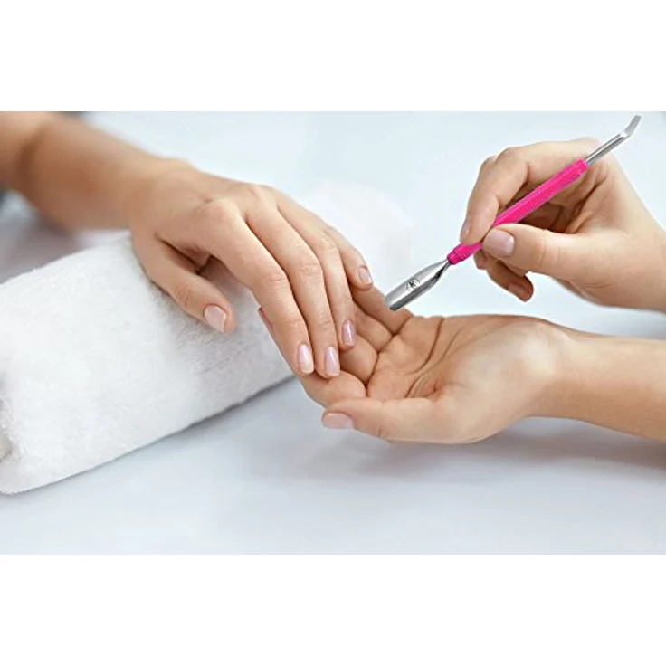 K-Pro Nagelhautschieber und Nagelreiniger mit Löffel aus Edelstahl - Pro Pusher (Pink) – Bild 2