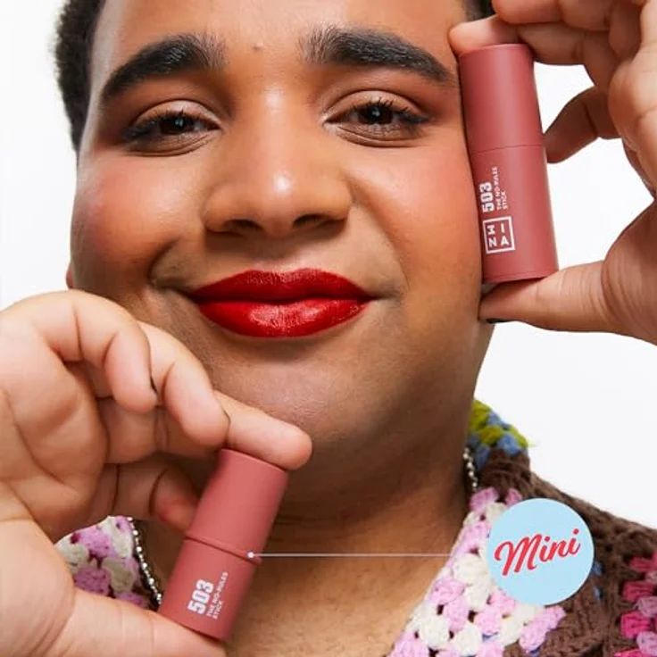 3INA The No Rules Stick Mini Blush, cremiger Multitasking-Stift für Augen, Lippen und Wangen, 3,5 g, NUDE PINK – Bild 5