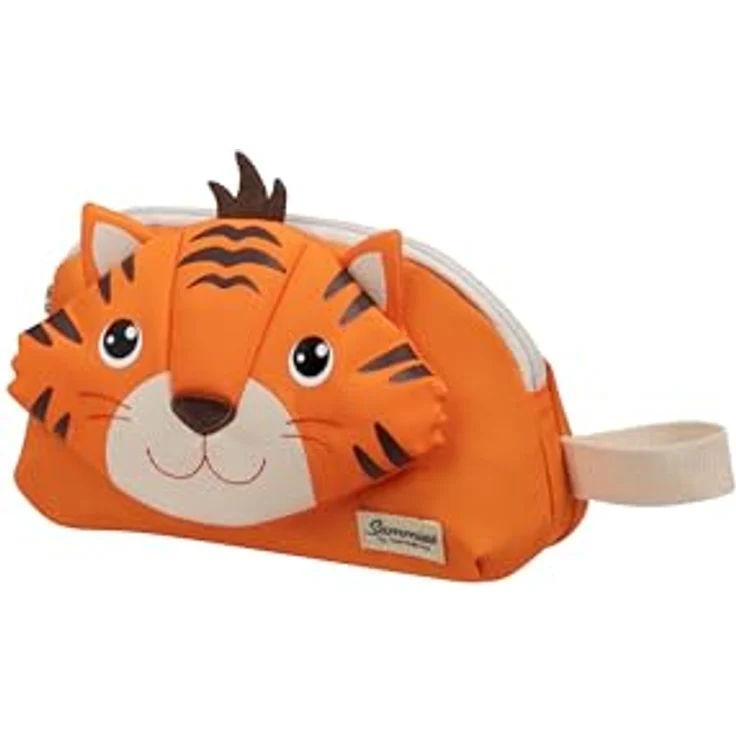 Samsonite Happy Sammies Eco Kulturbeutel, 22 cm, 2.5 L, Orange (Tiger Toby), recyceltes Material, PVC-frei, mit 3D-Details – Bild 1