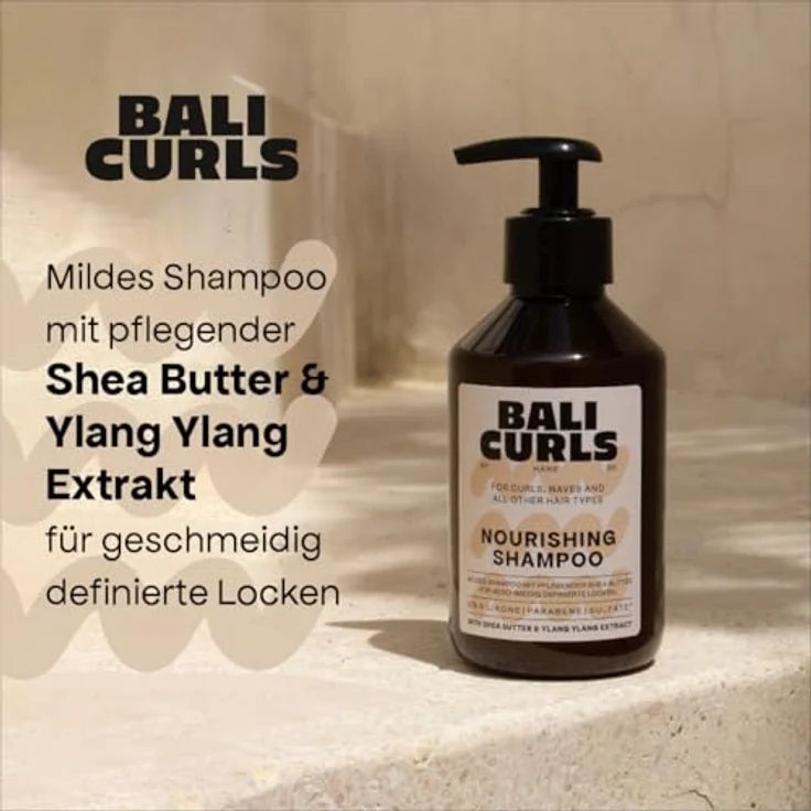 Bali Curls Nourishing Shampoo, Nährendes Haarshampoo ohne Sulfate, Parabene und Silikone für Naturlocken, 250ml – Bild 3