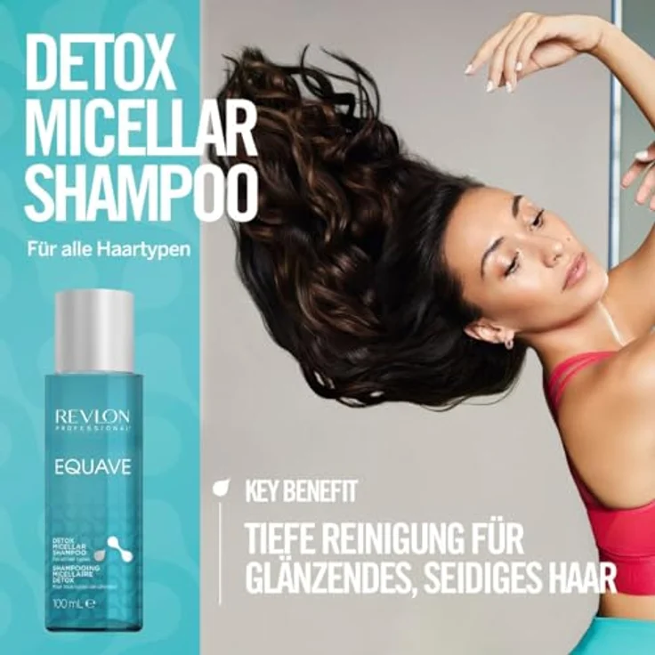 REVLON PROFESSIONAL EQUAVE Detox Micellar Shampoo, 100 ml, tiefenreinigendes Mizellen Haarshampoo mit Gel-Textur, für seidige, glänzende Haare – Bild 3