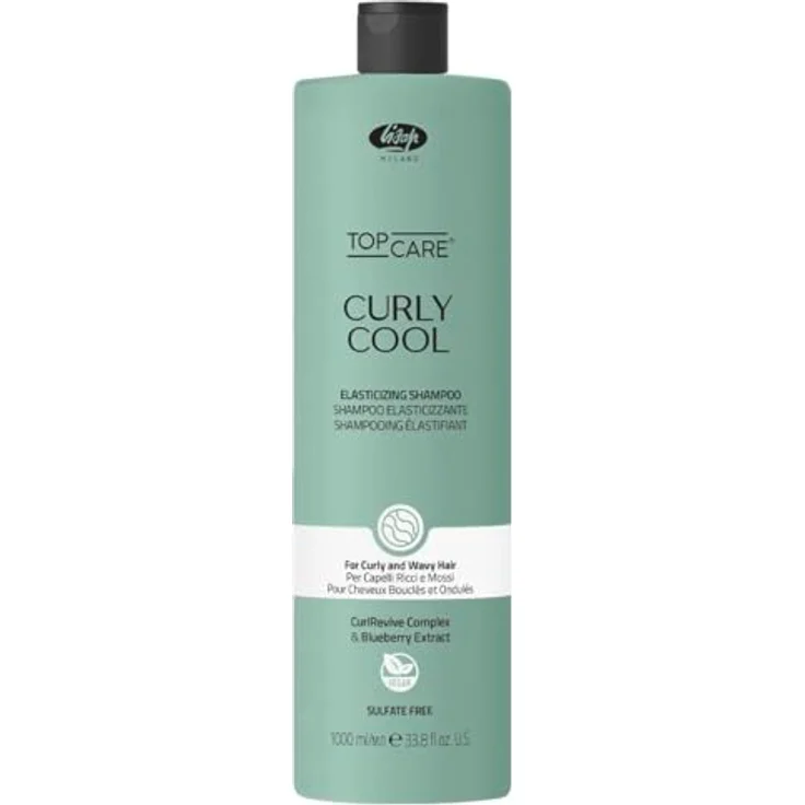 Lisap Top Care Curly Cool Elasticizing Shampoo, 1000ml, für definierte und elastische Locken mit CurlRevive Complex und Blaubeerextrakt – Bild 1