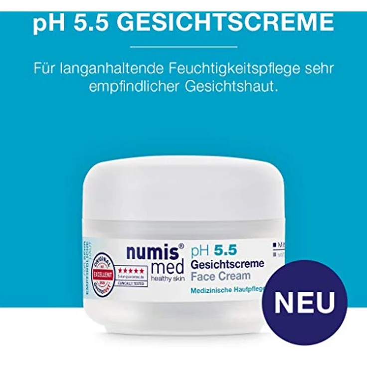 numis med Gesichtscreme ph 5.5-2x Hautberuhigende Tagescreme für sehr empfindliche & sensible Haut - vegane Gesichtspflege ohne Silikone, Parabene & Mineralöl - 2x 50 ml – Bild 3