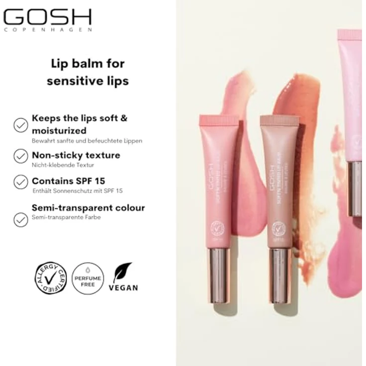 GOSH COPENHAGEN Soft`n Tinted Lippenbalsam SPF 15, Tönungsbalsam in Farbton 001 Nude, 8 ml – Bild 2