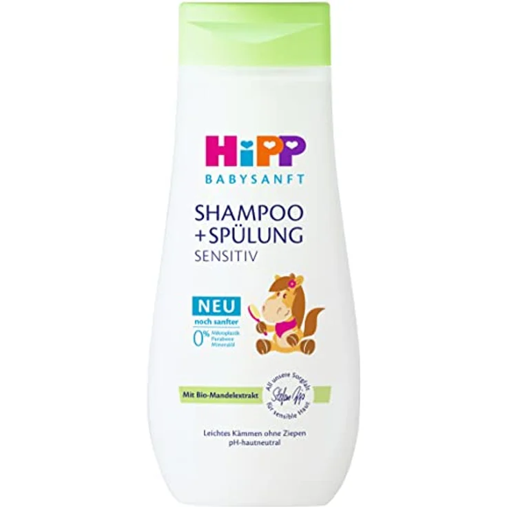 Hipp Babysanft Sensitive Shampoo mit Conditioner, für Kinder ab der Geburt, 200 ml, sanfte Reinigung ohne Parfüm, vegan – Bild 1