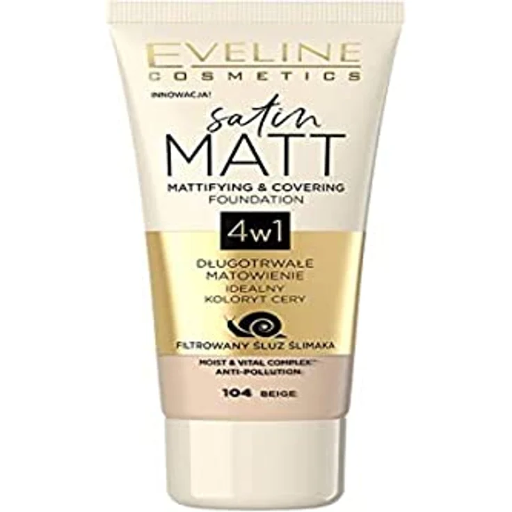 Eveline Cosmetics Satin Matt Mattierende und deckende Gesichtsgrundierung, 30 ml, Nr. 104 Beige – Bild 1