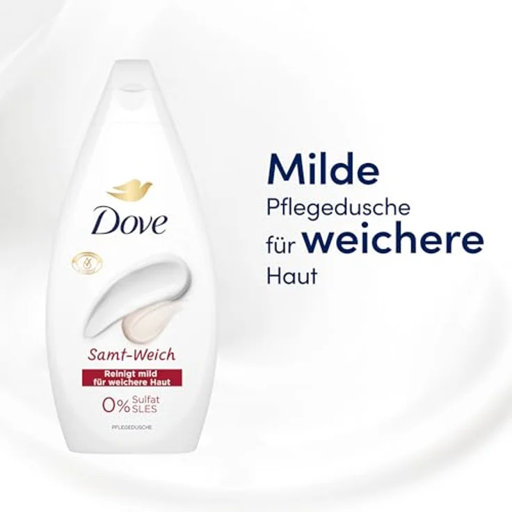 Dove Duschgel Samt-Weich Pflegedusche, dermatologisch bestätigt für weichere Haut, 450 ml, 0% Sulfat SLES, PETA-vegan – Bild 5