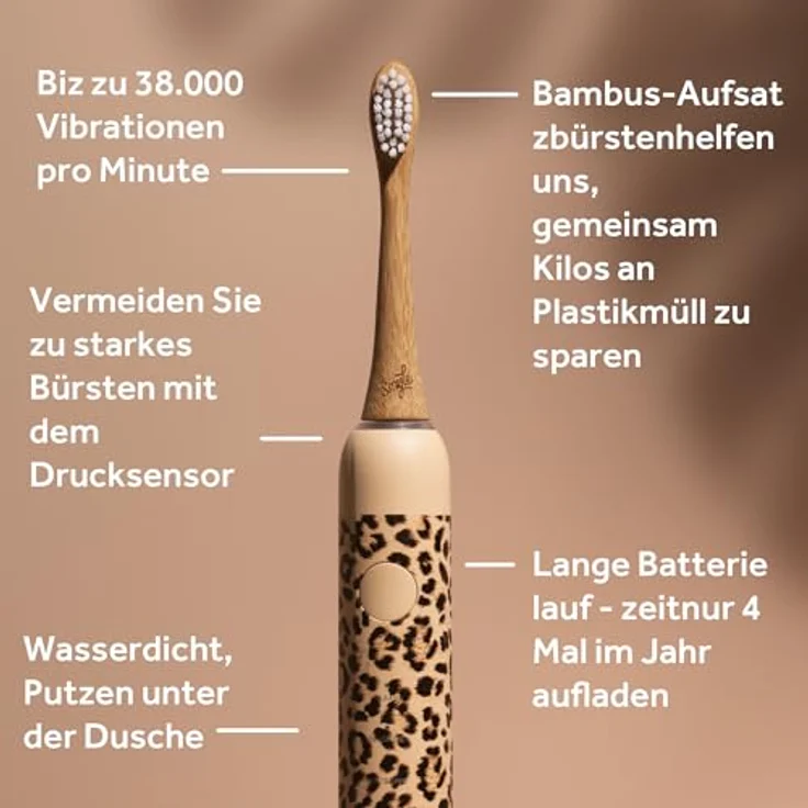 Smyle - Elektrische Schallzahnbürste Panther, Sonic Zahnbürste mit 5 Reinigungsmodi und Drucksensor – Bild 8