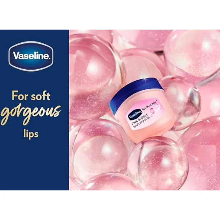 Vaseline Lip Therapy Pink Bubbly, 7G pflegender Lippenbalsam mit Weinextrakt für 72 Stunden Feuchtigkeit, pinkfarbenen Blubberton – Bild 5