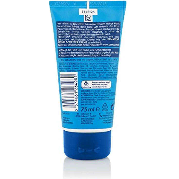 Penaten Kleine Helfer Wind und Wetter Creme 75ml/Reichhaltige Creme mit Calendula für sensible Babyhaut 3 x 75ml – Bild 3