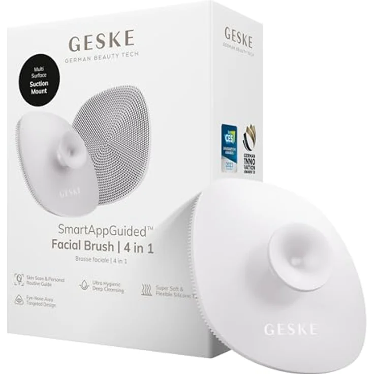 GESKE SmartAppGuided™ Facial Brush 4 in 1, Gesichtsreinigungsbürste mit weicher Silikonbürste und praktischem Griff, professionelle Hautreinigung, inklusive App zur individuellen Skincare Routine – Bild 1