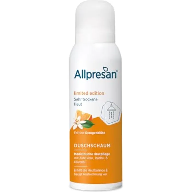 Allpresan Limited Edition Orangenblüte Duschschaum, feuchtigkeitsspendend für sehr trockene Haut, 125 ml