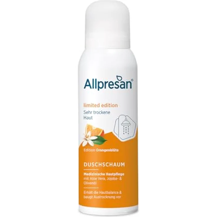 Allpresan Limited Edition Orangenblüte Duschschaum, feuchtigkeitsspendend für sehr trockene Haut, 125 ml – Bild 1