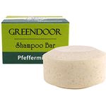 GREENDOOR Shampoo Bar Pfefferminze 75g, festes mildes Haarshampoo ohne Silikone / Plastik für Damen und Herren, normales und fettiges Haar, Naturkosmetik mit Bio Brokkolisamenöl, natürliche Haarpflege