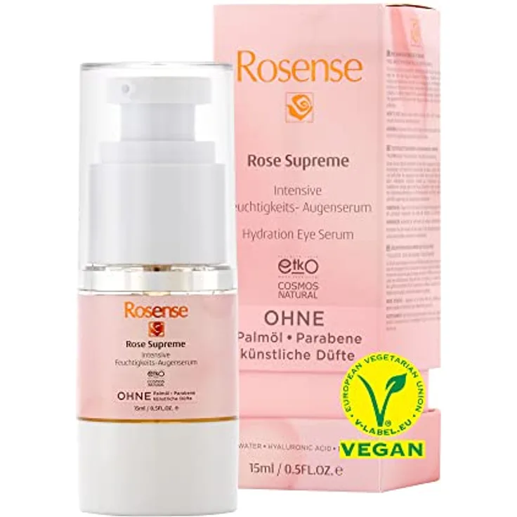 Rosense Supreme Augenserum – intensive Augenpflege feuchtigkeitsspendende Gesichtspflege Anti-Aging vegan – 15 ml