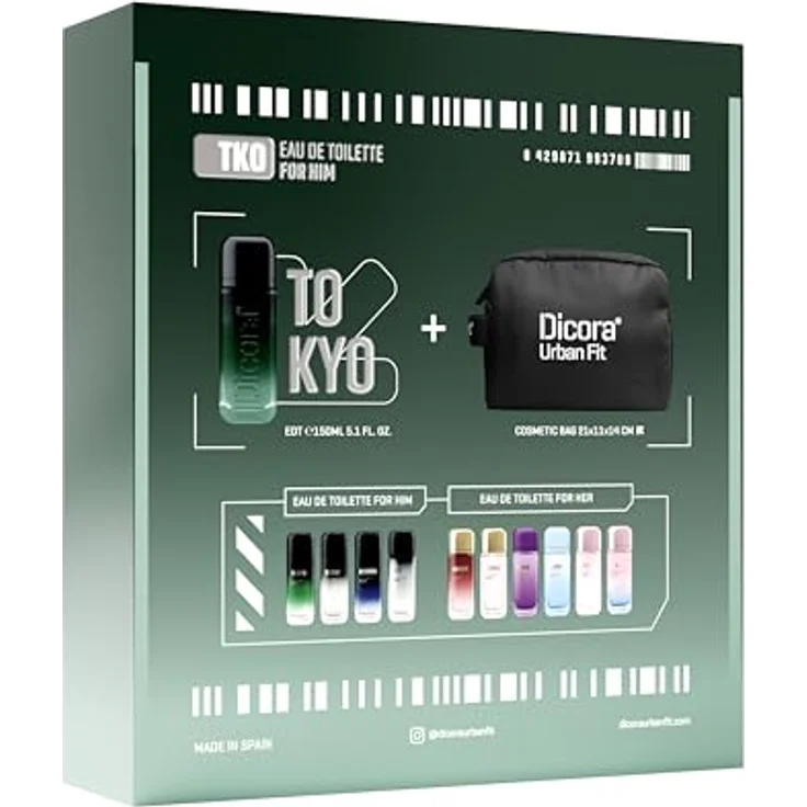 Dicora Urban Fit Set Tokyo for HIM, Herrenparfüm EDT 150 ml, Duftnoten: Ingwer, Bergamotte, Lavendel, Leder, Bernstein, Sandelholz, inklusive Necessaire, Geschenkset – Bild 3