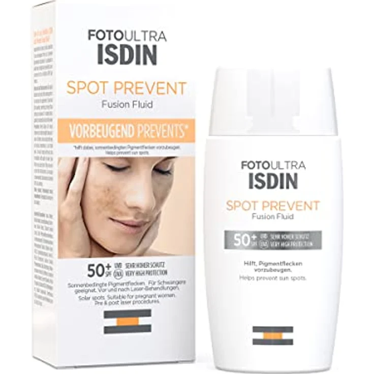 Isdin FotoUltra Spot Prevent LSF 50+, Fusion Fluid Textur, sehr hoher Schutz, Verhindert Pigmentflecken, 50 ml – Bild 1