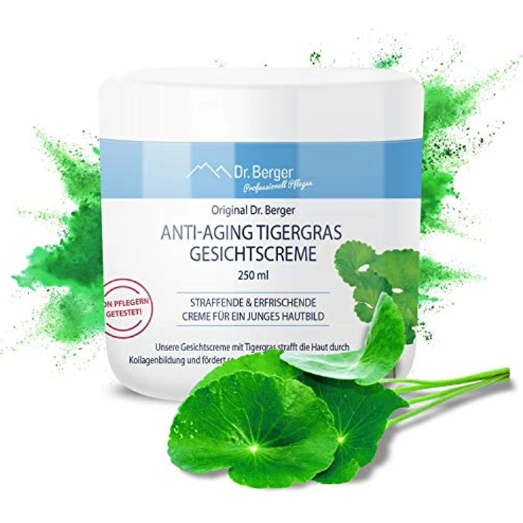 Dr. Berger Tigergras Anti-Aging-Gesichtscreme, 250 ml mit Traubenkernöl, für straffere und reinere Haut – Bild 1