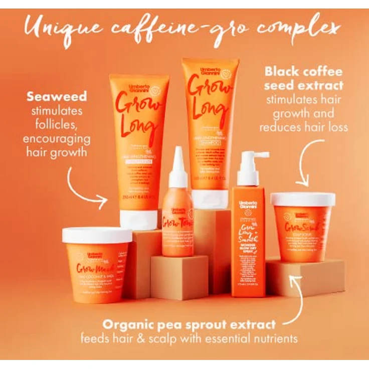Umberto Giannini Grow Long Scalp Scrub, Kopfhautpflege mit natürlichen Exfolianten und Caffein-Gro-Complex, 250 g – Bild 8
